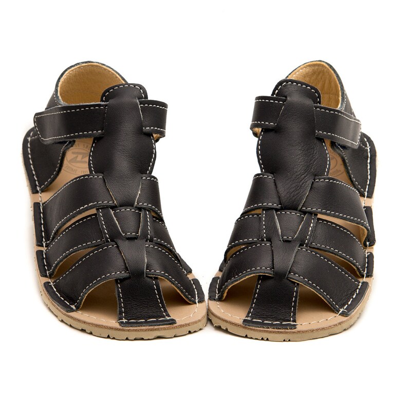 gray leather sandals