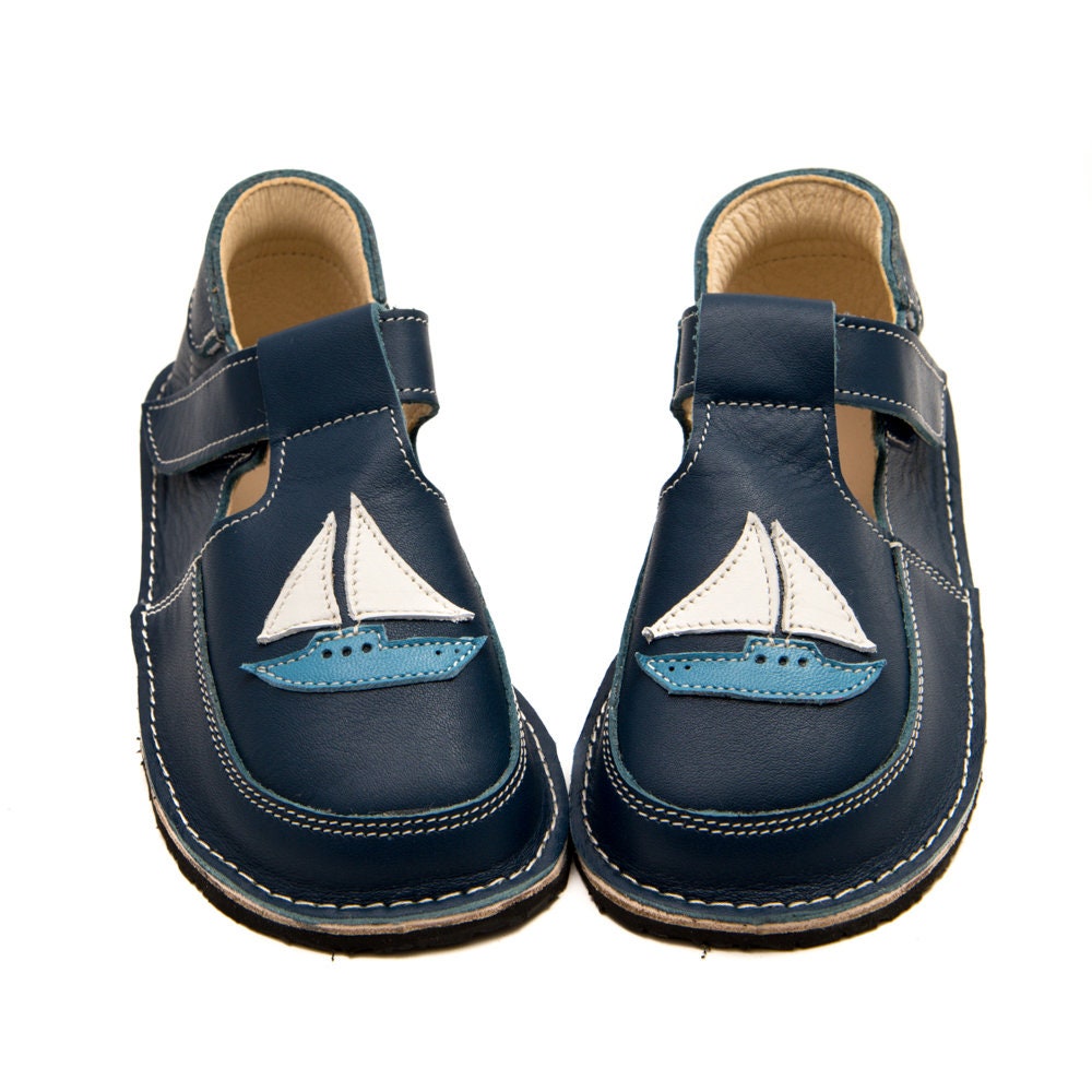 Blue Leather Outdoor Shoes Boat Chrome-free Lining Vibram® - Etsy