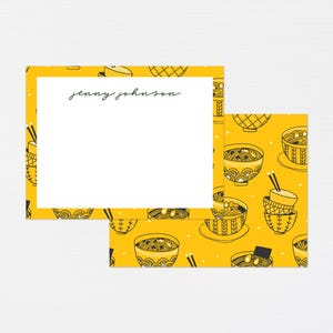 Ramen Briefpapier · Gelbes Foodie Monogramm Geschenk · Japan Benutzerdefinierte Grußkarten · Maßgeschneidertes Briefpapier-Nudel-Geburtstags-Geschenkset · DIGITAL ODER GEDRUCKT