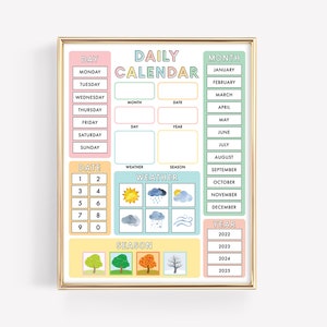 Child Calendar Printable · Montessori Preschool Classroom Educational Perpetual Calendar · Kids Homeschool Learning Materials · DIGITAL FILE