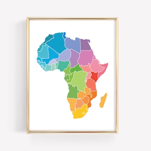Afrika Karte Bildung druckbar · Afrika Bunte Zuhause lernen Montessori Materialien · Afrika Klassenzimmer Wand Kunst Download · DIGITALE DATEI