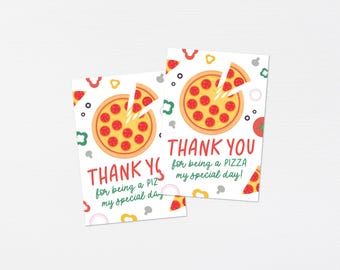 Etiquetas para lembrancinhas de festa de pizza · Etiqueta de agradecimento para lembrancinha de aniversário infantil com tema de pizza (para imprimir) · Lembrancinha de Dia dos Namorados para a sala de aula · Etiqueta para presente escolar para amigos · ARQUIVO DIGITAL