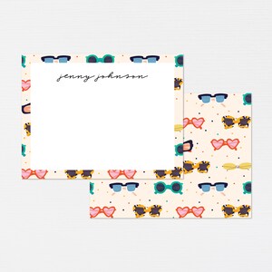 Artigos de papelaria para óculos de sol coração · Presente de monograma de óculos de sol · Cartões de notas personalizados · Conjunto de papelaria divertido e personalizado para presente de aniversário · DIGITAL OU IMPRESSO