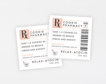 Cookie RX Prescription Label · Printable Medical Pharmacy Gift Tag · Cookie Prescription Sticker Nurse Appreciation Printable · DIGITAL FILE