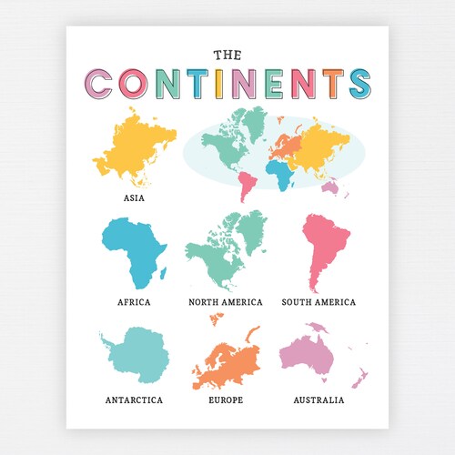 world continents education printable homeschool learning etsy