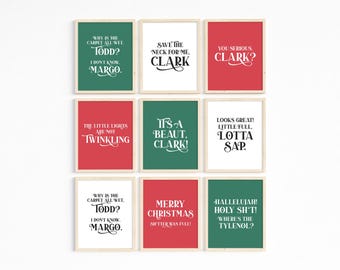 Conjunto de carteles de vacaciones navideñas · GRAN conjunto de 24 impresiones en 3 colores · Es una belleza, Clark Griswold Cousin Eddie Art · Cita divertida de película navideña
