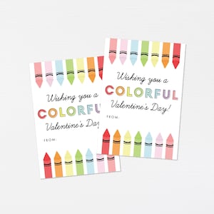 Etichette per San Valentino con pastelli colorati per bambini · Etichette stampabili per San Valentino in classe · Etichetta per San Valentino · Bomboniera con download immediato · FILE DIGITALE