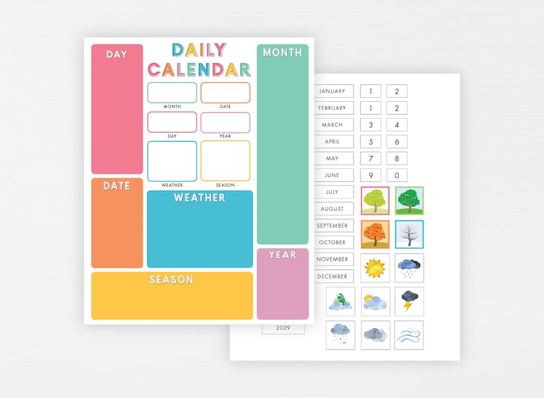 Child Calendar Printable Montessori Preschool Classroom - Etsy Canada