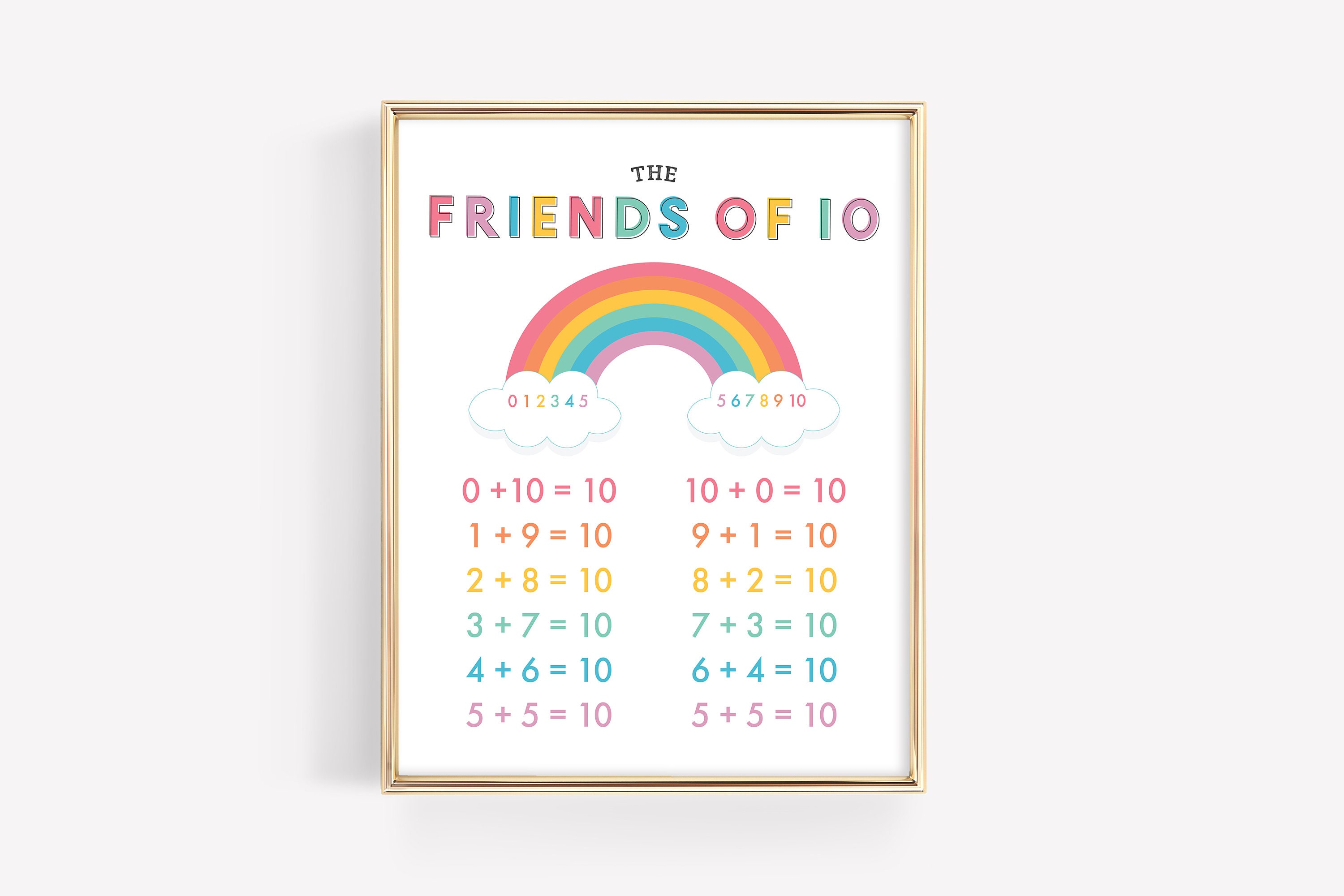 Adding to 10 Rainbow Education Printable Basic Addition Ten Counting Aid  Friends of 10 School Learning Montessori Class DIGITAL FILE -  Canada