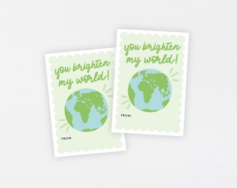 Globe Kids Valentine Tags · World Travel Printable Classroom Valentines · Earth Valentine's Day Tag · Instant Download Gift · DIGITAL FILE