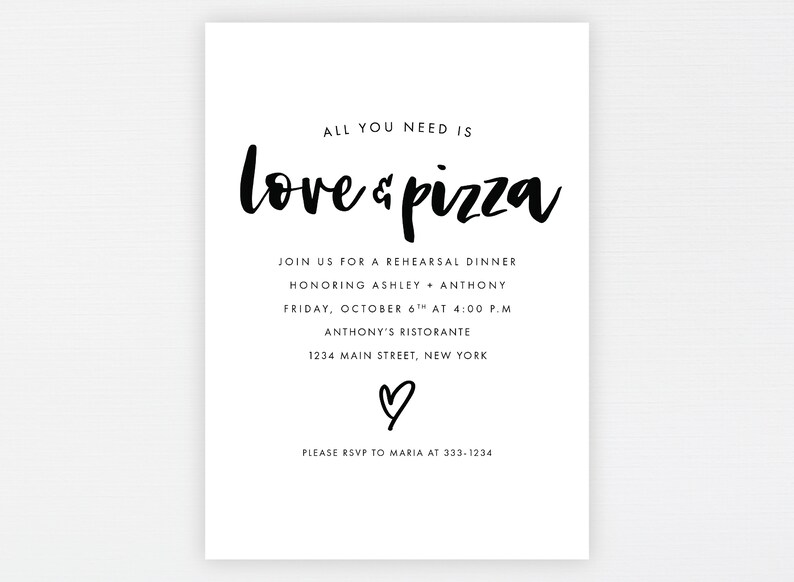 All You Need is Love and Pizza Rehearsal Dinner Invitation Etsy