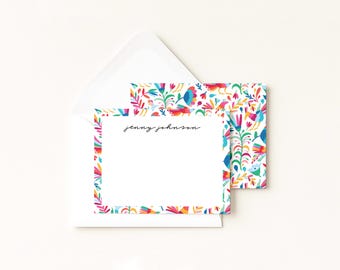 Mexikanisches Otami Briefpapier · Fiesta Blumenmonogramm Geschenk · Weihnachtsgeschenk · Maßgeschneidertes Briefpapier · DIGITAL ODER GEDRUCKT