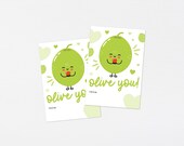 Olive You Tag · Valentine Funny Anniversary Kids Tag · Olive Printable Classroom Valentines Happy Valentine's Day Pun Card · DIGITAL & CORJL