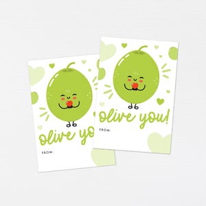 Olive You Tag · Tag divertente per San Valentino, anniversario, bambini · Olive stampabile, San Valentino in classe · Biglietto di gioco di parole per San Valentino · FILE DIGITALE