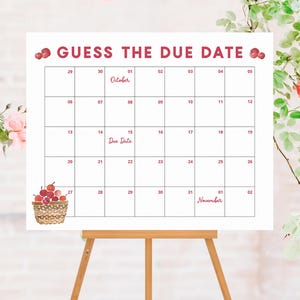 Apple Baby Due Date Calendar · Fall Leaves Editable Baby Shower Prediction Game · Apple Guess Birth Date Print · INSTANT DOWNLOAD (Corjl)
