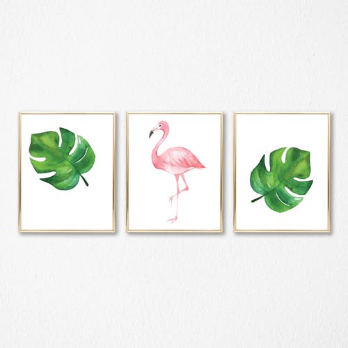 Flamingo Wall Art Pineapple Printable Flamingo Nursery Art | Etsy