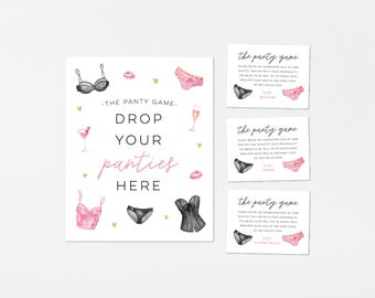 Panty Game · Drop Your Panties · Bridal Shower Games · Bachelorette Party Game · Lingerie Shower Party · Printable Wedding · DIGITAL FILES