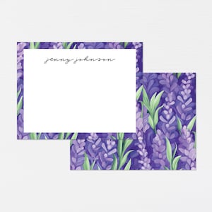 Lavendel Briefpapier · Lila Monogramm Geschenk · Individuelle Grußkarten mit Blumen Lavendel · Briefpapier Geburtstagsgeschenk Set · DIGITAL ODER GEDRUCKT