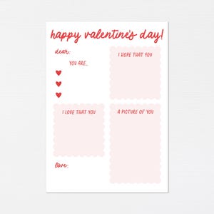 Tarjeta para completar el espacio en blanco de San Valentín · Tarjeta imprimible para San Valentín para niños · Etiqueta de agradecimiento para mamá, papá y abuelos por el día de San Valentín · ARCHIVO DIGITAL