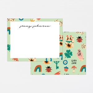 Viel Glück Briefpapier · Glücklicher St. Patricks Tag Monogramm Geschenk · Regenbogen Würfel Personalisierte Karte Trauzeugin Geburtstag · DIGITAL ODER GEDRUCKT