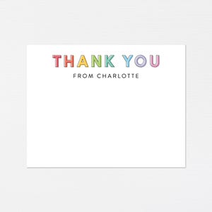 Papelaria Rainbow · Notas de agradecimento personalizadas · Cartões de nota personalizados para crianças · Papelaria colorida sob medida · Conjunto de presente de aniversário · IMPRESSO