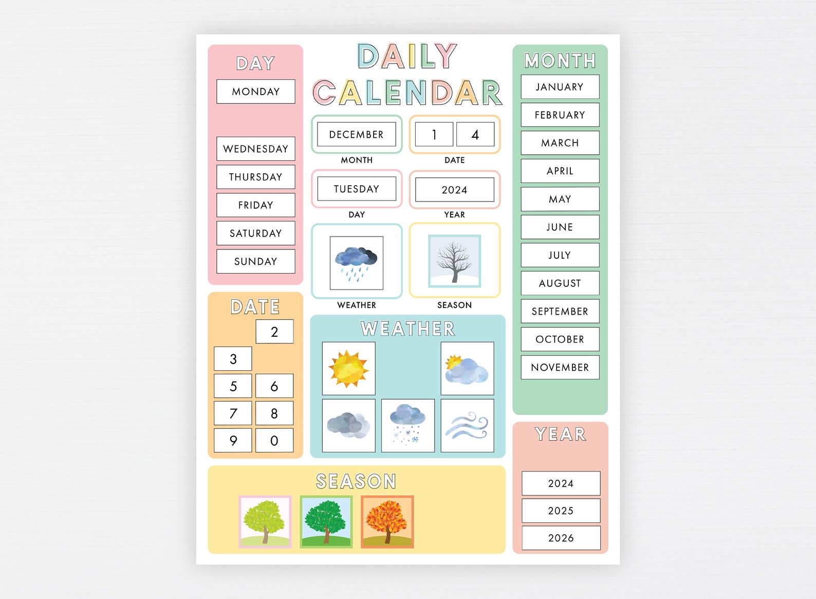 Child Calendar Printable Montessori Preschool Classroom | Etsy