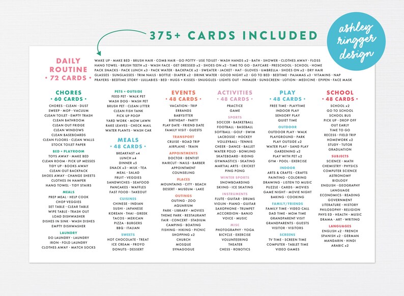 Daily Routine Charts + Cards · Weekly Daily Chore Visual Bundle ...