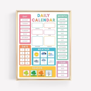 Kinderkalender zum ausdrucken · Montessori Vorschule KlassenzimmerBildungsdauerkalender · Kinder Homeschool Lernmaterialien · DIGITALE DATEI