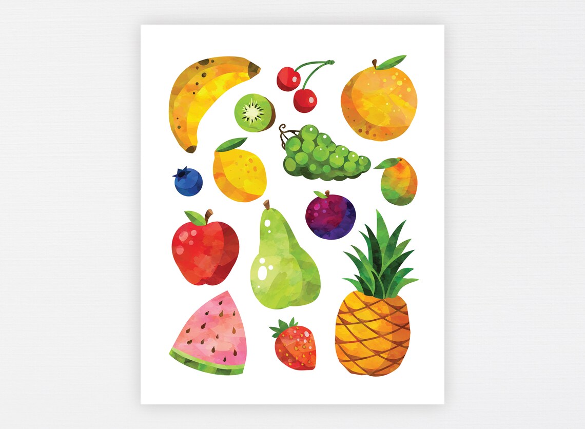 kitchen print set of 2 fruit print vegetable print... Fruit and Veggie Kitchen Prints Set of 2 Education | Etsy