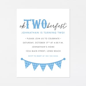 OkTWOberfest Second Birthday Invitation · Modern Oktoberfest German Biergarten · Birthday Party Oktwoberfest · DIGITAL OR PRINTED
