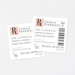Cookie RX Prescription Label · Printable Medical Pharmacy Gift Tag · Cookie Prescription Sticker Nurse Appreciation Printable · DIGITAL FILE