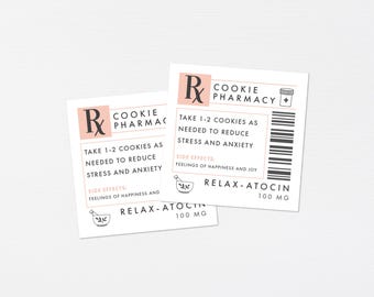 Cookie RX Prescription Label · Printable Medical Pharmacy Gift Tag · Cookie Prescription Sticker Nurse Appreciation Printable · DIGITAL FILE