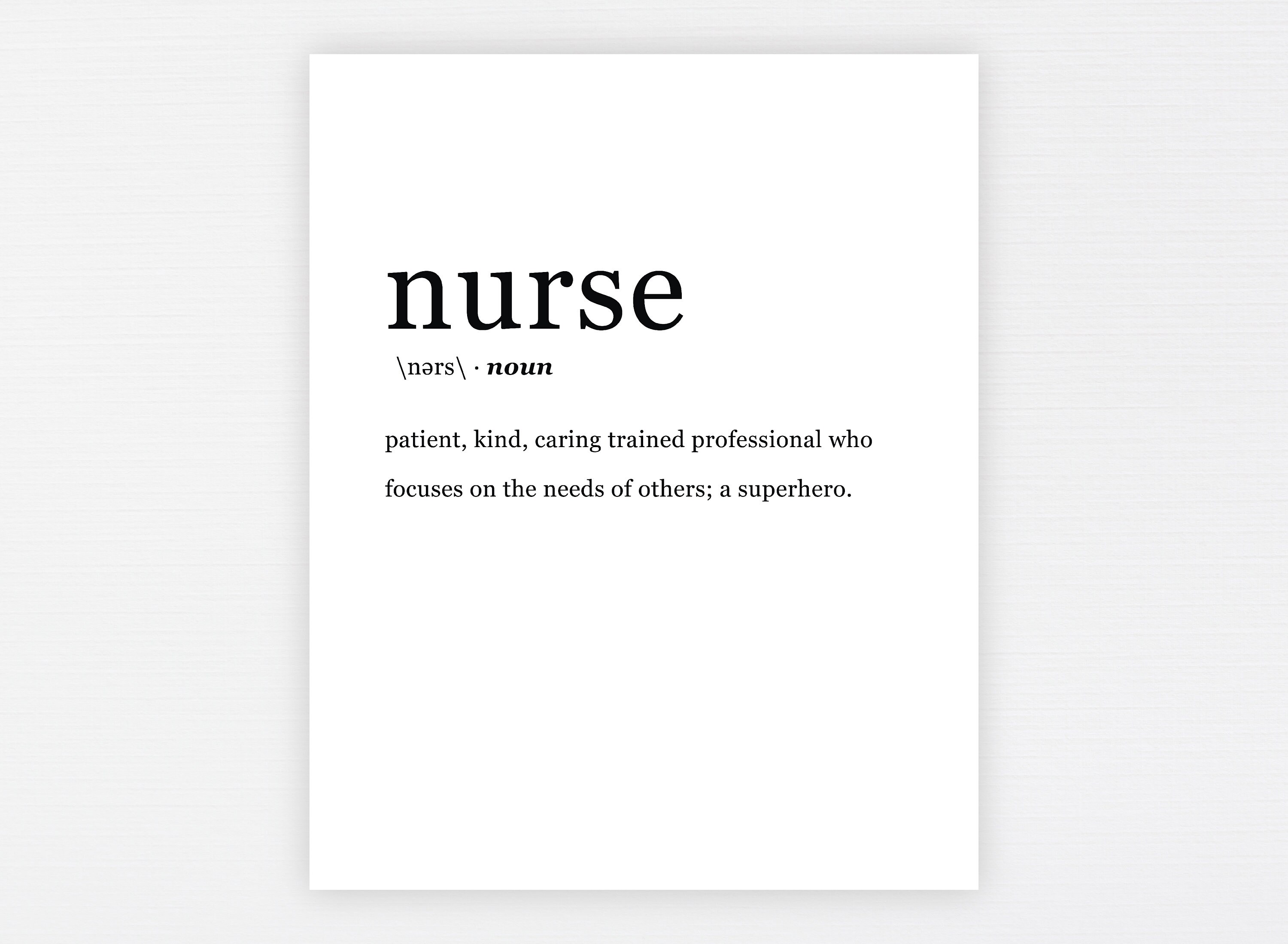 Nurse Definition Printable Nurse Gift Nurse Wall Art Etsy