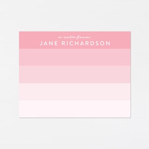 Papelaria Pink Ombre · Notas de agradecimento personalizadas · Cartões de nota personalizados · Papelaria colorida listrada sob medida · Conjunto de presente de aniversário · IMPRESSO