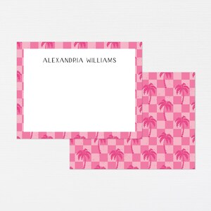 Papelaria de palmeira rosa choque · Papelaria personalizada com folhas tropicais · Conjunto de presentes com monograma · Cartões personalizados Tropical Miami · DIGITAL OU IMPRESSO