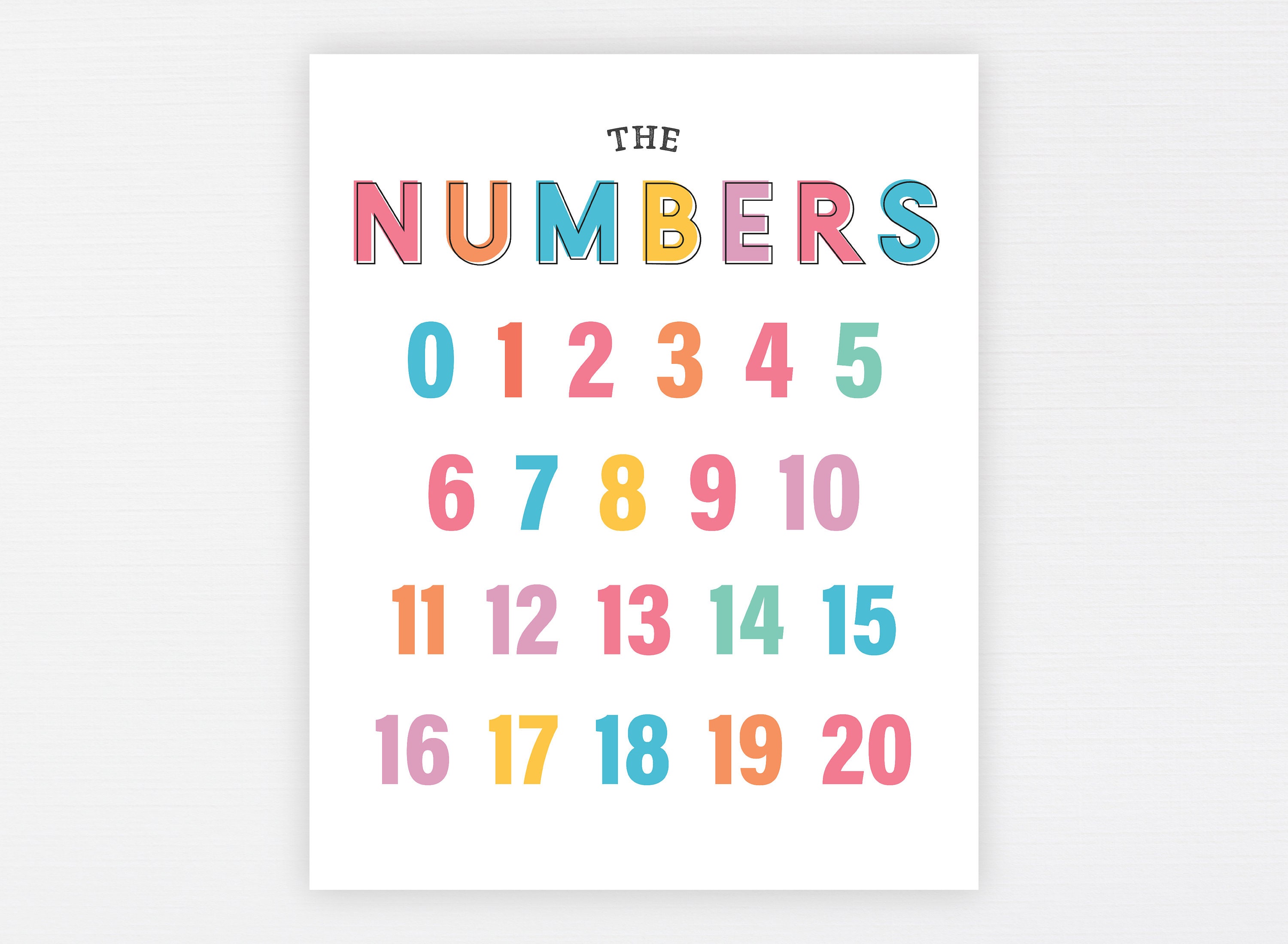 Animal Numbers Print PRINTABLE Wall Art Educational Counting 