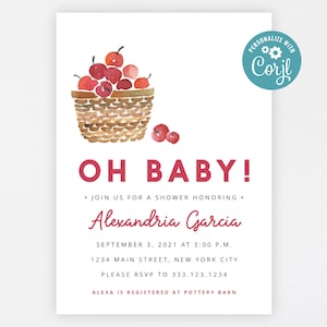 Apple Baby Shower Invitation · Apple Orchard Fall Autumn Printable Invite · Modern Apple Themed Baby Shower · INSTANT DOWNLOAD (Corjl)