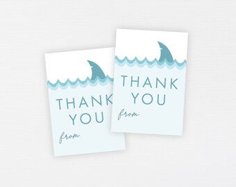 Shark Thank You Favor Tags · Party Treat Gift Tags · Simple Shark Printable Cards · Modern Shark Decorations Instant Download · DIGITAL FILE