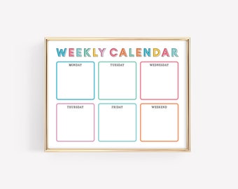 Kids Weekly Calendar · Cute Colorful Printable Children&#39;s Weekly Planner · Montessori Materials Organizational Planner · DIGITAL FILE