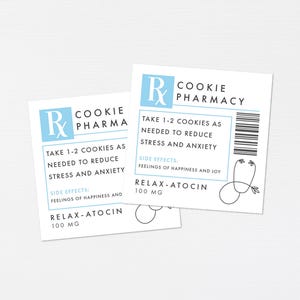 Cookie RX Prescription Label · Printable Medical Pharmacy Gift Tag · Cookie Prescription Sticker Nurse Appreciation Printable · DIGITAL FILE