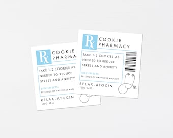 Cookie RX Prescription Label · Printable Medical Pharmacy Gift Tag · Cookie Prescription Sticker Nurse Appreciation Printable · DIGITAL FILE