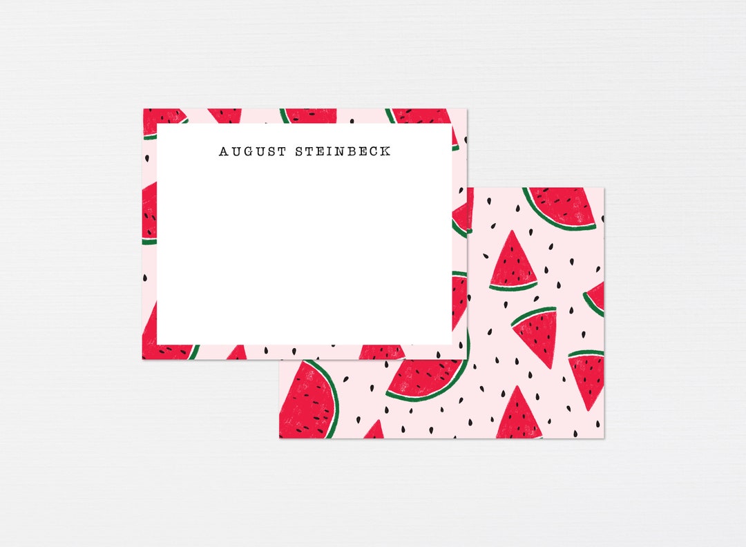 Watermelon Stationery Fruit Monogram Gift Pink Custom Notecards Bespoke ...