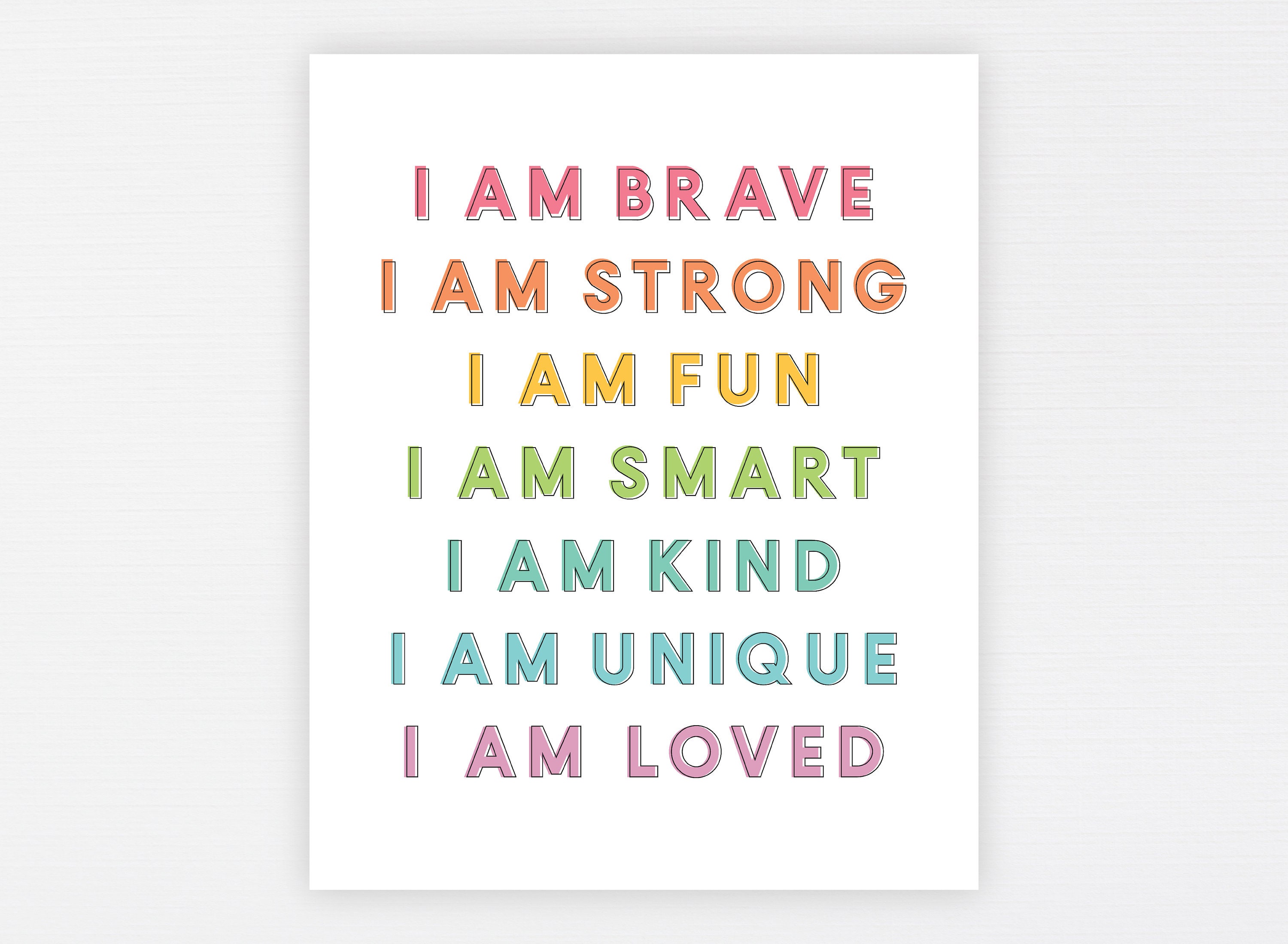I Am Brave Strong Smart Affirmation Kids Printable Fun Kind Etsy