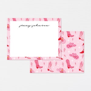 Papeterie de cow-girl rose · Cadeau monogramme botte de cowboy · Papeterie western vintage sur mesure · Cartes de correspondance personnalisées cadeau de mariée · NUMÉRIQUE OU IMPRIMÉE