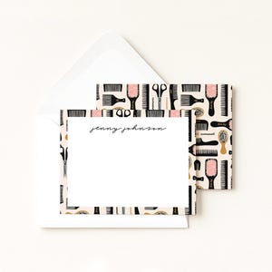 Papelería para estilistas · Cepillo, peine, regalo de belleza con monograma · Tarjetas personalizadas · Papelería a medida · Set de regalo de cumpleaños · DIGITAL O IMPRESO