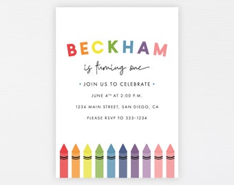 Crayon Birthday Invitation | Etsy