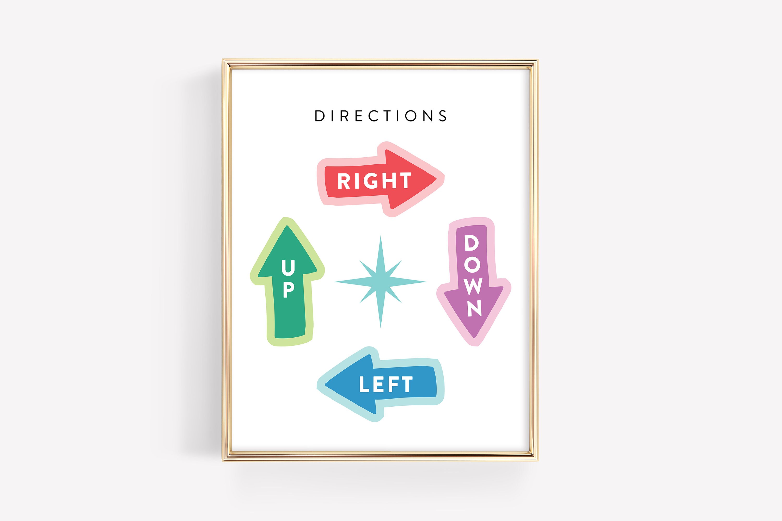 Directions Educational Poster · up Down Right Left Classroom Printable ...