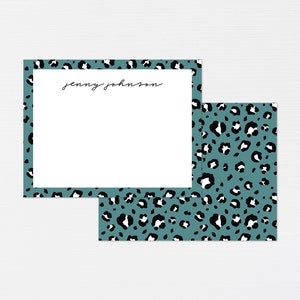 Teal Leopardenmuster Briefpapier Set · Personalisiertes Grußkarten Geschenkset · Leopard Liebhaber Geschenk Mutter Lehrer Freundin · DIGITAL ODER GEDRUCKT