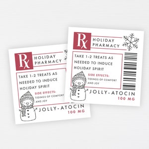 Christmas Cookie RX Prescription Label · Holiday Printable Medical Pharmacy Gift Tag · Prescription Sticker Printable · DIGITAL FILE
