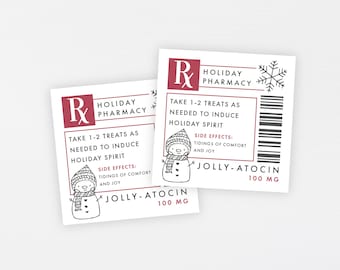 Christmas Cookie RX Prescription Label · Holiday Printable Medical Pharmacy Gift Tag · Prescription Sticker Printable · DIGITAL FILE
